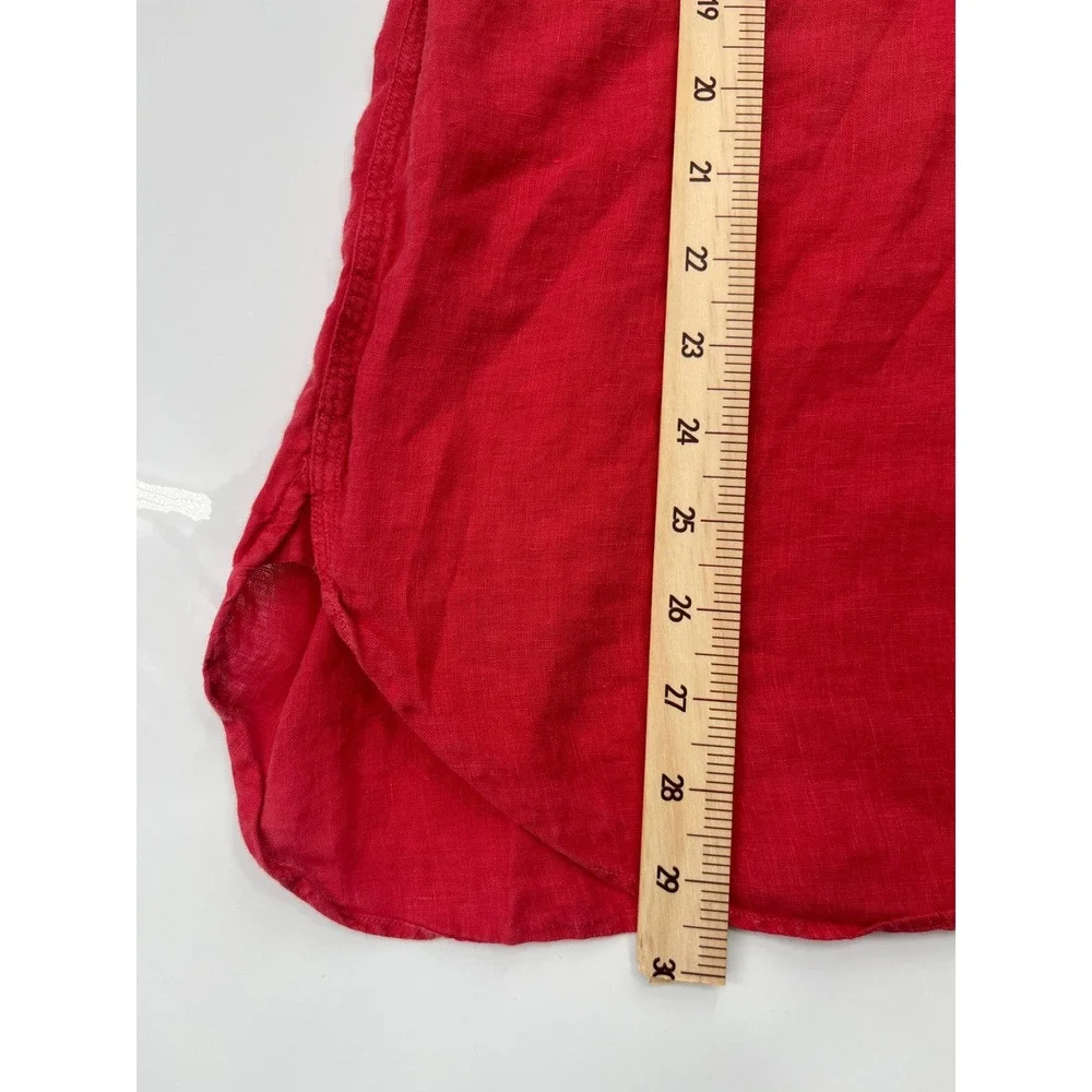 Polo Ralph Lauren Mens XL Red Linen Long Sleeve Button Down Shirt Dual Pockets